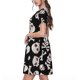 thumbnail image 2 of Balery black white Skull bone Vestidos sueltos de manga corta para mujer, vestidos de verano 2025, vestidos casuales de corte A con vuelo., 2 of 6