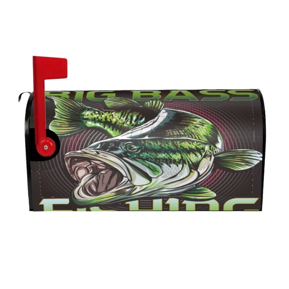 Xecao Big Bass Fish for Mailbox Cover with Magnetic Strips, Waterproof and Sunscreen, Adds a Decorative Touch to Your Garden Yard-21x18 in