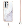 thumbnail image 3 of SaniMore for Samsung Galaxy S23 Ultra 6.8" 2023 Case with Detachable Crossbody Lanyard Shockproof TPU Backplane Marble Pattern Luxury Fashion Anti-drop Slim Lightweight Cover For S23 Ultra, White, 3 of 4