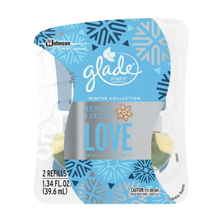 Glade PlugIns Send a Little Love Vanilla Biscotti Scented Oil Air Fragrance Refills, 1.34 fl oz, 2 count