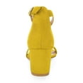 thumbnail image 2 of BLISSFUL STEP Women's Shoes Open Toe Mid Block Heel Ankle Strap Faux Suede Sandals Yellow 10.5, 2 of 7