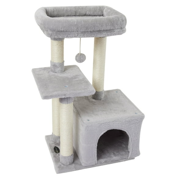 FISH&NAP Cat Tree Cat Tower Cat Condo Sisal Scratching Posts with Jump Platform Cat Furniture Activity Center Play House US11HGrey