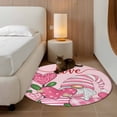 thumbnail image 3 of Pink Valentine's Gnomes, Large Area Rugs for Bedroom Living Room, Soft Non Slip Carpet Bedside Rug, Love Heart Checkered Stripe Round Floor Cover Kitchen Accent Rug 4' for Dining Room/Office, 3 of 9