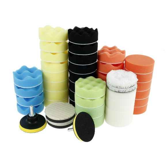 AMERTEER Practical Sponge Polishing Pad Set Car Repair Cleaning Accessories Waxing Foam Wool Fiber Grinding Pad for Automobile Polisher Drill Adapter