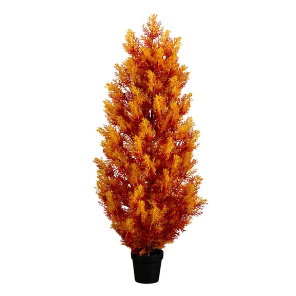 Nearly Natural Artificial Autumn Cedar Fall Tree - 4'