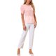 thumbnail image 2 of INSPIRAR CHIC Blusas de Mujer con Fruncidos Cuello Redondo Manga Corta Espalda con Abertura Floral L Rosa Blanco, 2 of 5