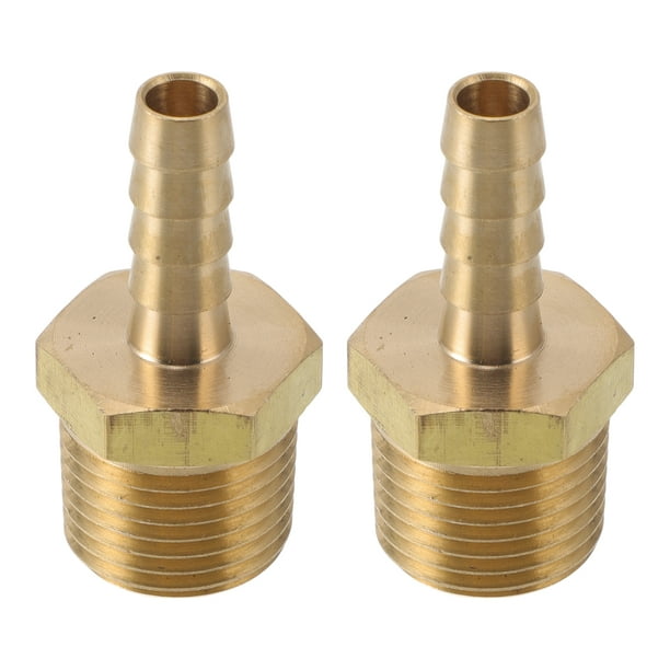 Conectores de manguera de latón 5/16" 1/2"NPT macho recto para aire, agua, aceite, gas, combustible 2 piezas tono dorado
