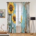 thumbnail image 2 of Kitchen Curtains 84 Inch Length 2 Panels, Summer Sunflower Grommets Window Treatment Curtain, Blue Wood Grain Farmhouse Country Thermal Curtains Drapes for Living Room/Bathroom, 2 of 9