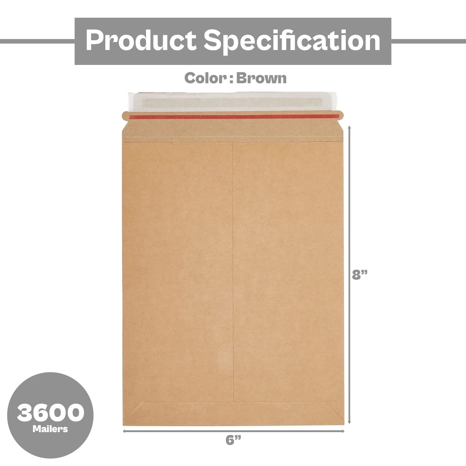 SSBM Kraft Rigid Mailers 6" x 8" Self-Seal Mailers Ideal for Flat Artwork, Images, and Sheets in Bulk 3600 Pieces