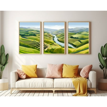 UNFFRAMED Douro Valley Poster Set Of 3, Portugal Mountain Landscape Wall Art, Scenic Vineyard Artwork, European Travel Poster, Portuguese Set 3 Prints 8x12