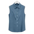 thumbnail image 3 of Xuyuer Women's Sleeveless Button Down Shirts Blouses Solid Casual V Neck Sleeveless Tank Tops Business Work Top (S-5XL), 3 of 7