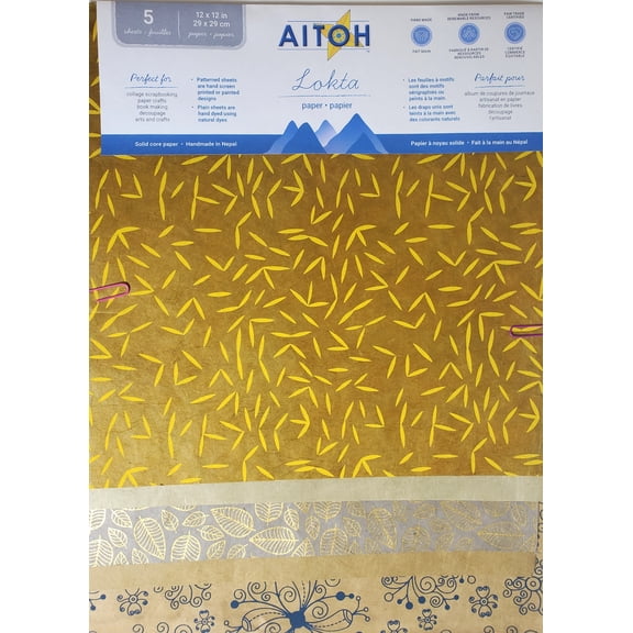 Aitoh Lotka Paper Pack 12"X12" 5/Pkg-Natural