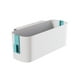 thumbnail image 2 of Cesta de almacenamiento de plástico blanco para mesita de noche con ganchos | Organizador bajo la cama para dormitorios y universidades | Cesta de 33 x 11,4 x 12 cm para libros, teléfono y artículos, 2 of 6