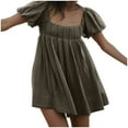 thumbnail image 6 of TMOYZQ Women's 2025 Summer Short Puff Sleeve Casual Short Mini Dresses Tie Back Square Neck A-Line Sundress, 6 of 9