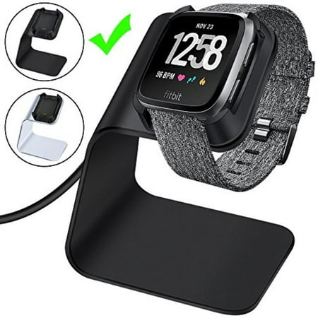 CAVN Compatible Fitbit Versa/Versa Lite Edition Charger Dock Stand Cable, Premium Aluminum Charging Cable Cord Station Cradle Base Attached 4.2ft USB Cable Accessories,