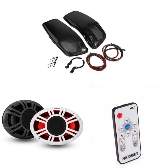 Kicker 48KMXL69 6x9" KMXL Horn-Loaded Coaxial Speakers & Bag Lids, Pair, Compatible With 2014-Up Harley Davidson w/ LED Remote