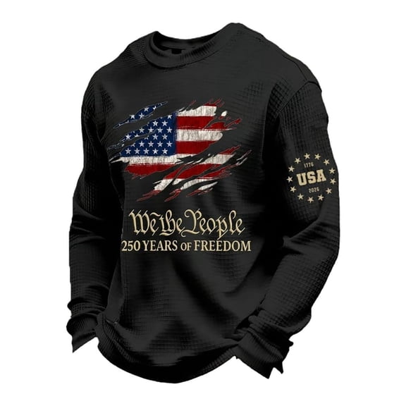 Womens 250 Anniversary USA Sweatshirt Relaxed Fit USA Flag Print Pullover Long Sleeve Crewneck Basic Y2K Tops