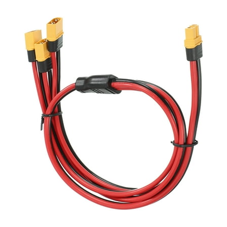 Uxcell XT60 Splitter Extension Cable, 12AWG 2 ft Female to Male 1 to 3 Tinned Copper XT60 Power Cable for RC Batteries, Portable Power Station, Solar System
