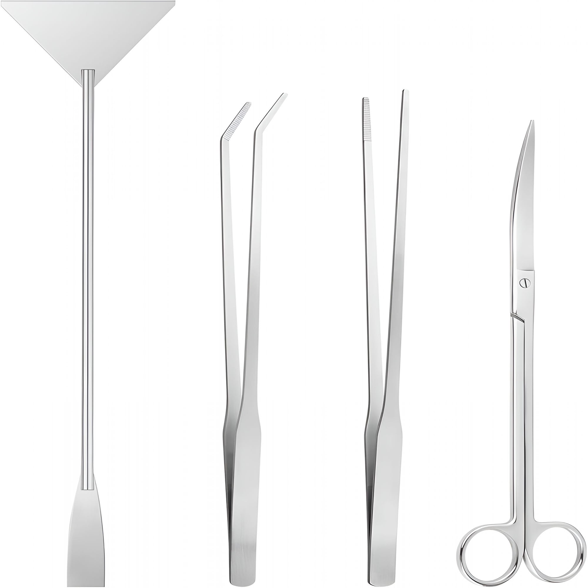 EXLEAF Aquascape Tools Aquarium Kit - 4Pcs Terrarium Supplies Include Long Tweezers for Terrarium Feeding Tongs Aquarium Scissors Algae Scraper for Fish Tank Cleaning Plant Trimming