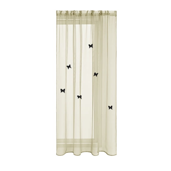 Tunhigl Single Panel 3D Butterfly Embroidered Sheer Curtain, Light Filtering Decor Voile for Living Room Bedroom