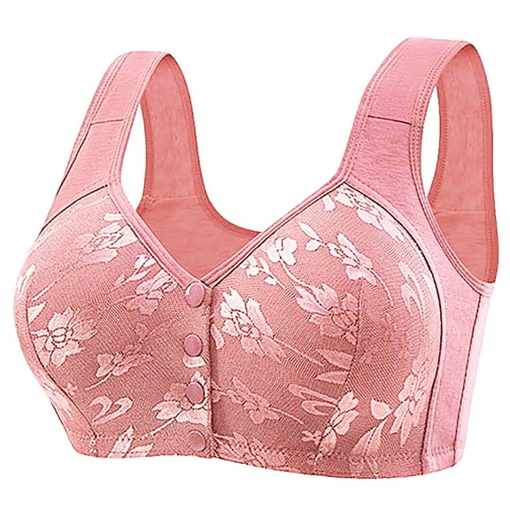 WCJM Female B Cotton Khaki Ra 3 Pieces Of Front Open Buckle Top Support Without Ring Beauty Back Middle Bra Large Size Thin Vest Type Gathered Bra Underwear