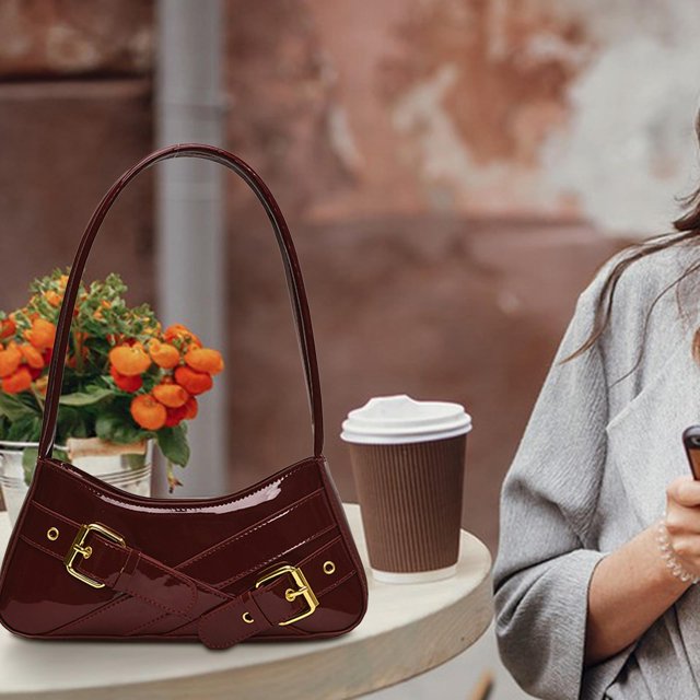 Bolso de hombro para mujer con cierre de cremallera, bolso para las axilas, para ir de compras en vacaciones Rojo