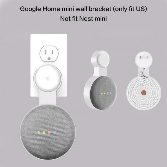 2 Pack,White,Wall Mount For Google Home Mini (1nd Gen) Bracket Holder,Space-Saving,Perfect Cord Management,No Messy Wires Or Screws,Sturdy Voice Assistant Wall Mount,Only applicable to the US version