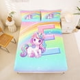 thumbnail image 5 of Erosebridal Multicolor Letter E Queen Sheet Sets,Pink Unicorn Animal Cute Rainbow Bed Set For Girls Kids 4 Pieces, 5 of 6