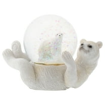 White Polar Bear Mommy and Cub Figurine 45MM Glitter Water Globe Decoration