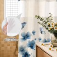 thumbnail image 3 of No Hook Shower Curtain, Navy Blue Floral Shower Curtains for Bathroom with See Through Top Window, Spring Flowers Rustic Butterfly Waterproof & Washable Bath Curtain Long 72"x78", 3 of 9