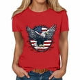 thumbnail image 4 of Qzwdhjm Womens USA Flag Shirts Crew Neck Short Sleeve Tshirts Graphic Tees Crew Neck Loose Summer Shirts Patriotic Going Out Top, 4 of 5