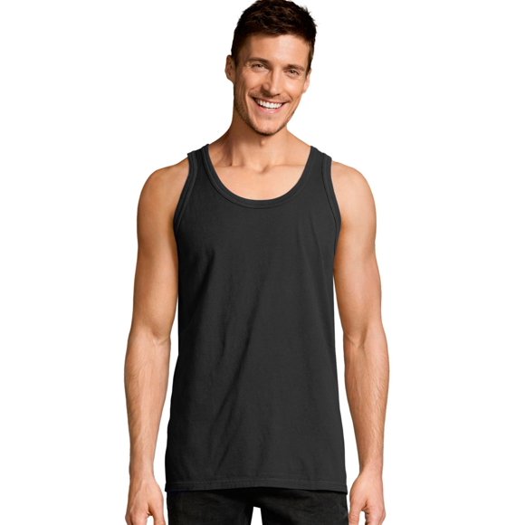 Hanes Mens ComfortWash Garment Dyed Sleeveless Tank Top, 3XL, Black