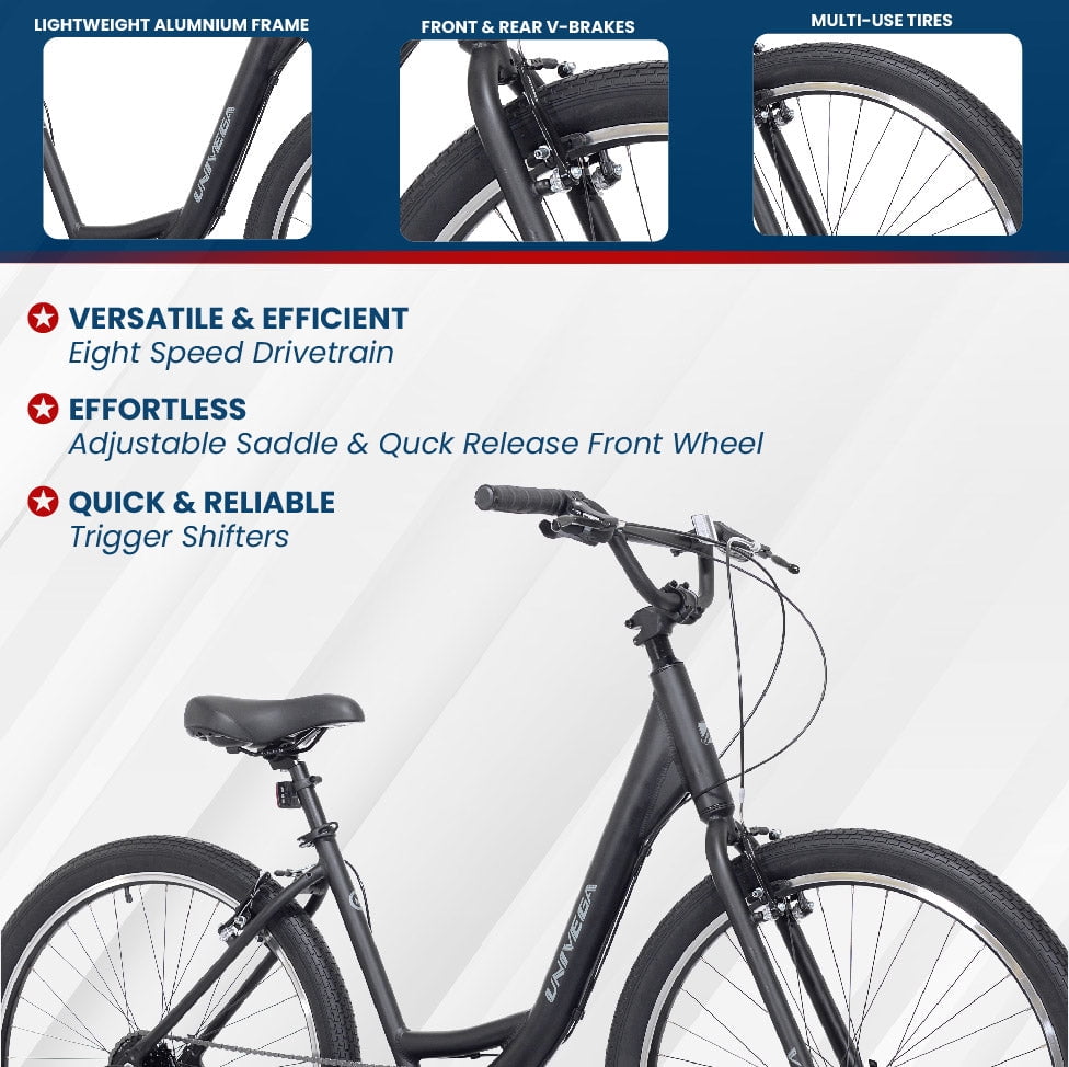 Univega - 27.5" USA Escape 1.0 Adult Bicycle, Small Frame, Black
