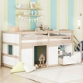 thumbnail image 2 of Newest SOLID WOOD TWIN SIZE LOW LOFT BED WITH STAIR, DRAWER, AND SHELF FOR CREAM + WHITE COLOR, 2 of 8