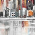 thumbnail image 6 of New York Wall Art Manhattan River Poster Abstract Canvas Cityscape Skyline Buildings Grey Gold Textured Artwork Painting for Modern Living Room Bedroom Home Office Wall Decor 12"x16"x3 Framed, 6 of 6
