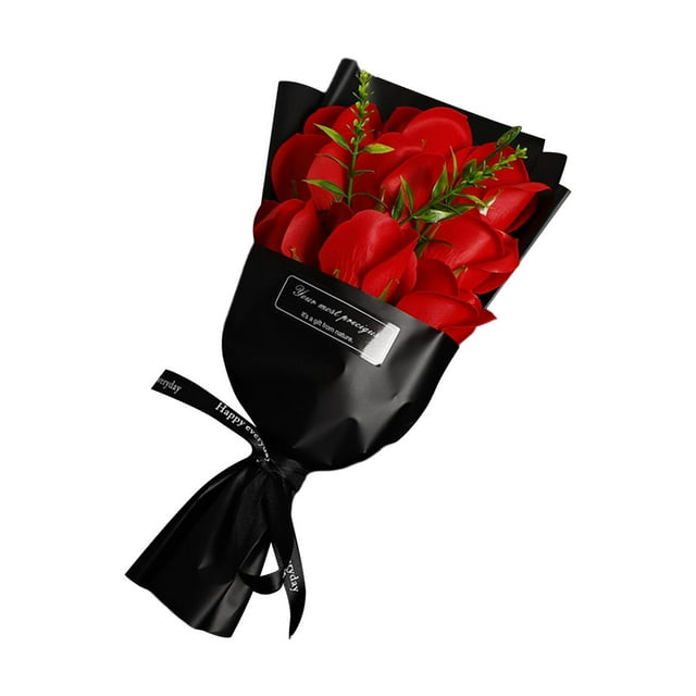 Adorno de flor eterna de rosa, flores artificiales para San Valentín. Rojo