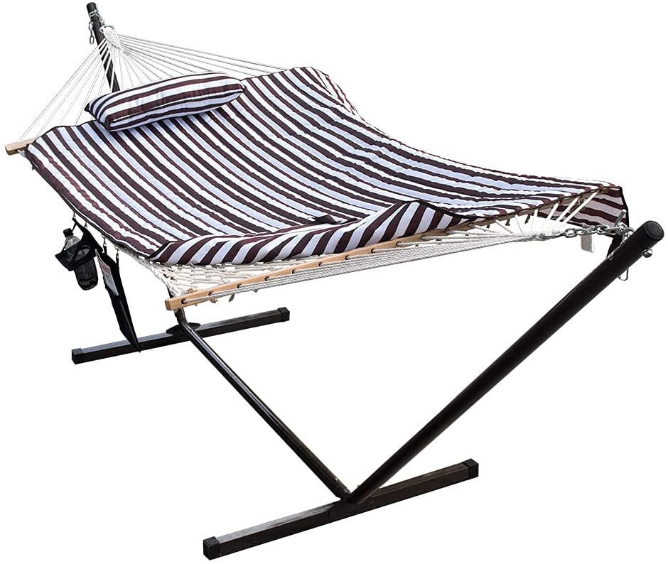 Lazy Daze Hammocks 12 Feet Steel Hammock Stand with Cotton Rope Hammock