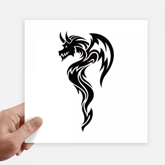 Dragon Animal Art Grain Outline Sticker Tags Wall Picture Laptop Decal Self adhesive