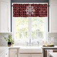 thumbnail image 2 of Christmas Valance Curtains for Living Room/Bedroom/Bathroom/Kitchen Window,Red Black Buffalo Plaid Check Snowflake Rod Pocket Window Valance Tiers,Winter Small Window Curtain Drape Window Panel,54x18, 2 of 6