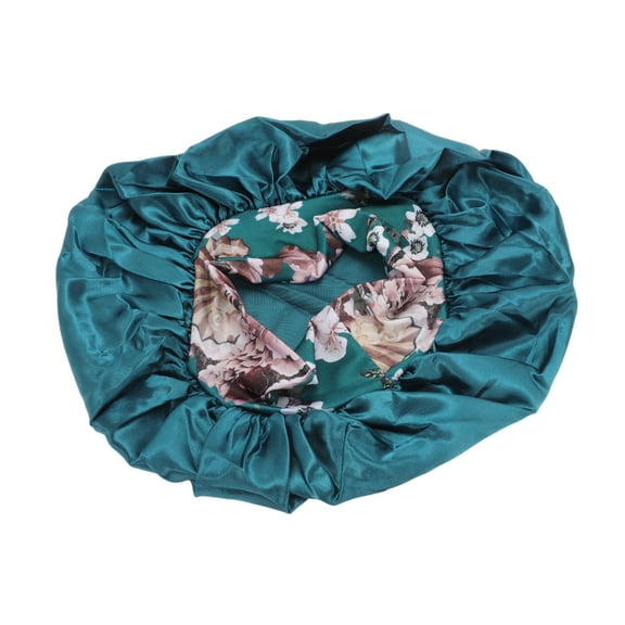 Unique Bargains 1 Pc Women Flowered Shower Cap for Bathroom Hotel Black Satin, Milk Silk