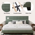 thumbnail image 6 of Einfach King Bed Frame, Platform Bed Frame with Panel Upholstered Chenile Fabric Headboard, Green, 6 of 7