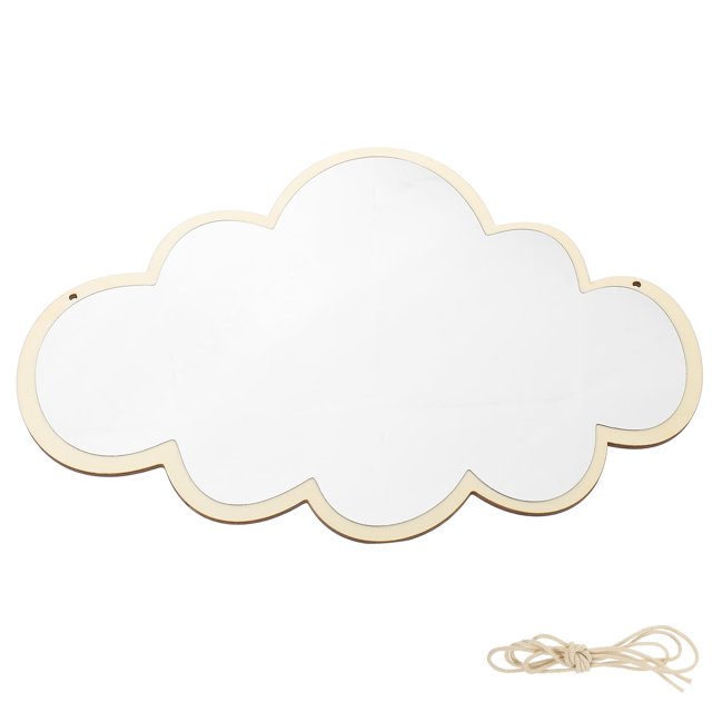 Espejo de pared colgante con forma de nube, espejo decorativo con marco de madera, espejo de pared para el baño, el dormitorio y la entrada del hogar
