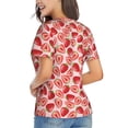 thumbnail image 3 of Vsdgher Cute Strawberry Women Shirts V Neck Short Sleeve Tops T-Shirt Basic Tees, S to 3XLLarge, 3 of 5