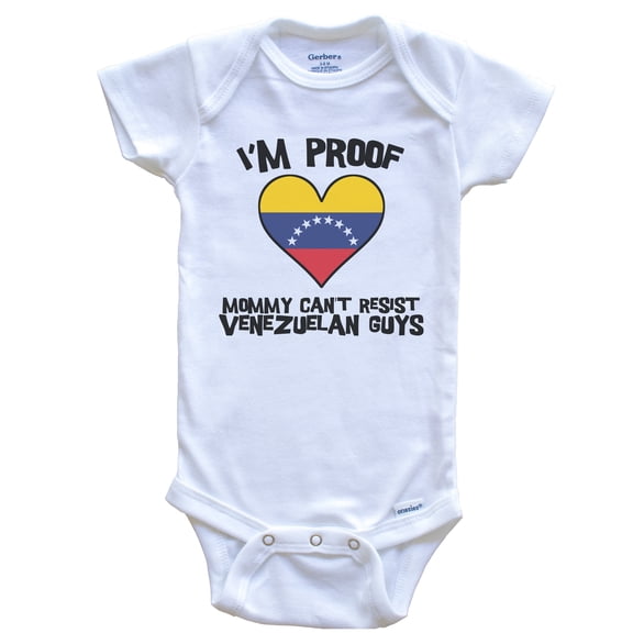 I'm Proof Mommy Can't Resist Venezuelan Guys Venezuela Flag Heart Baby Bodysuit, 0-3 Months White
