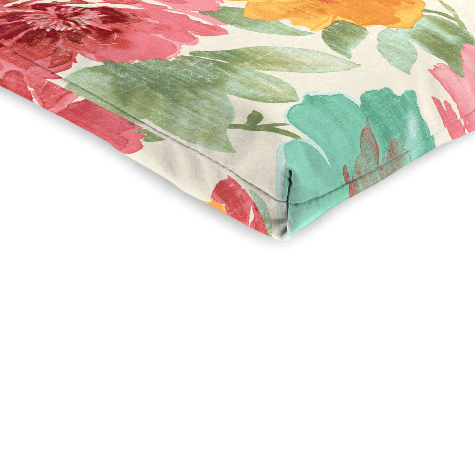 Jordan Manufacturing 43" x 20" Muree Beach II Multicolor Floral Rectangular Outdoor Chair Cushion with Ties and Hanger Loop