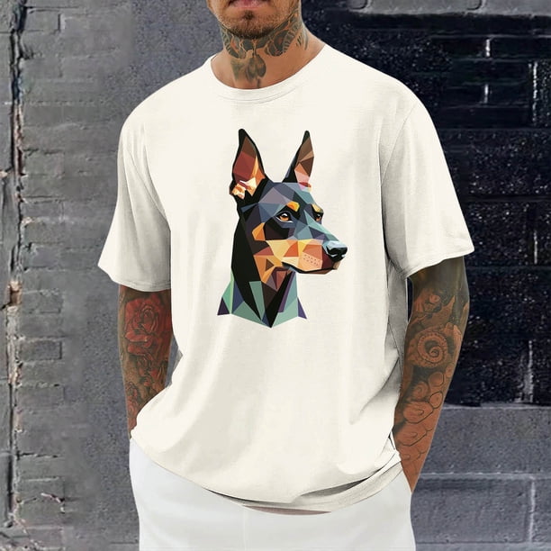 Tops para hombre, blusas y camisas de cuello redondo y manga corta para hombre, blusas casuales de moda con cuello redondo y estampado para hombre, blusas de poliéster para hombre.