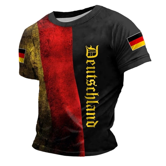Bibifish Mens T-Shirts Crew Neck Short Sleeve Graphic Germany Flag Vintage Print T Shirts Soft Casual Patriotic Streetwear Tee Shirt