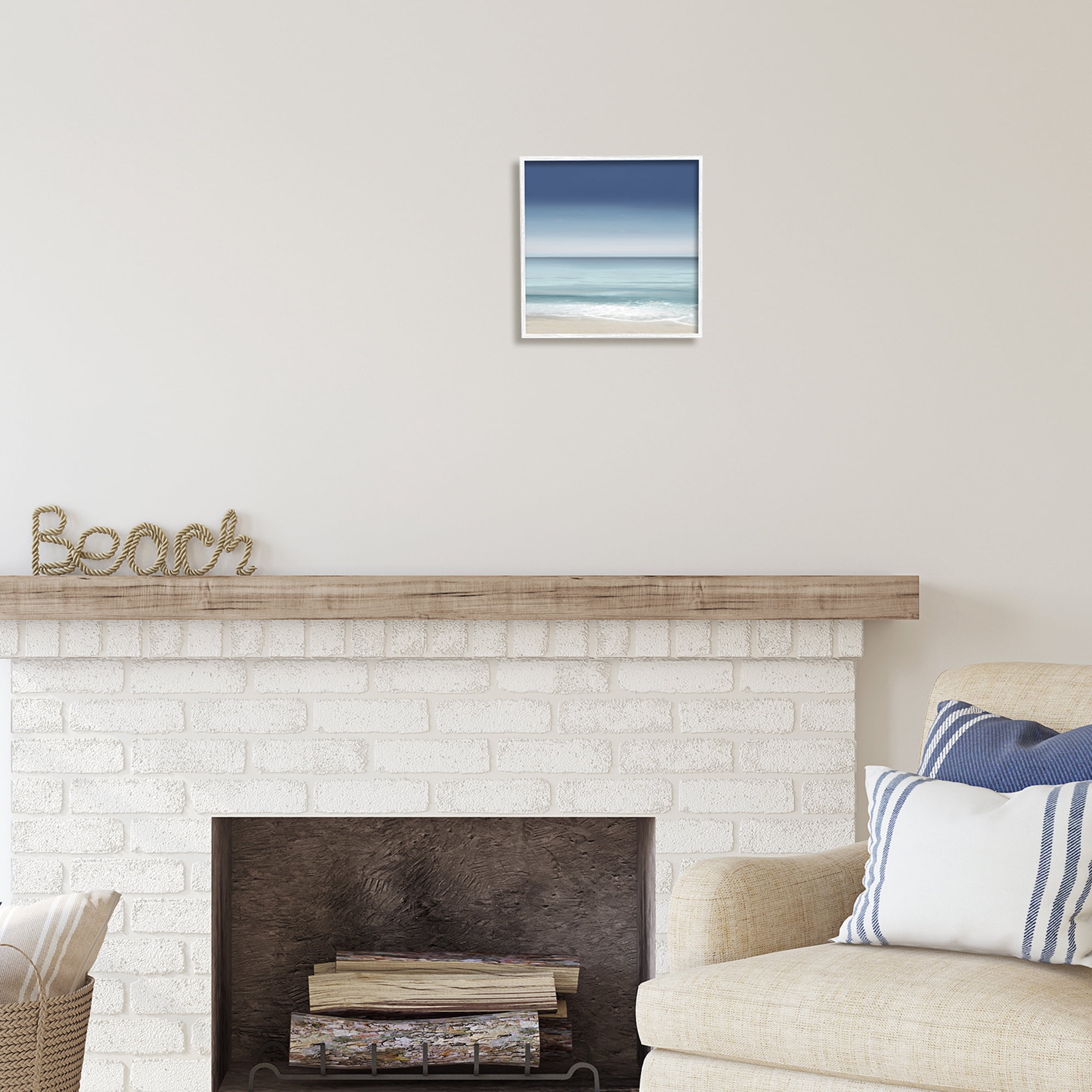 Stupell Industries Blue Coastal Gradient Sky Nature Painting White Framed Art Print Wall Art, 12 x 12