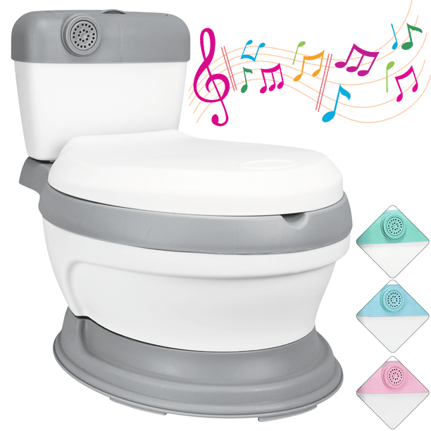 Baño Entrenador para Niños con Sonido Antideslizante Asiento Acolchado Diseño Realista - Gris