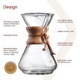 thumbnail image 3 of CHEMEX CFCM-10A Classic Series, Pour-Over Glass Coffeemaker, 10-Cup - Exclusive Packaging, Clear, 3 of 8